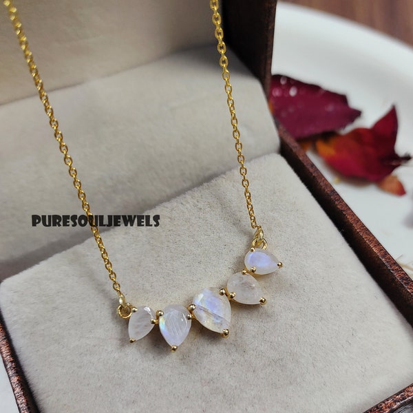 Rainbow Moonstone Silver Necklace| Dainty Moonstone Necklace| Real Moonstone | Handmade Necklace | Silver necklace | Gift For Girlfriend