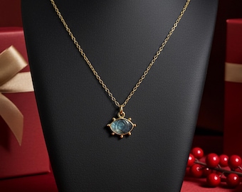 Natural Labradorite Evil Eye Necklace, 925 Sterling Silver Protection Pendant, Healing Crystal Jewelry