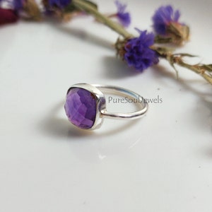 Purple Amethyst Ring, 925 Sterling Silver Ring, Statement Women Ring, Gemstone Ring, Quartz Ring, Beautiful Wedding Ring, Bohemian Ring,
