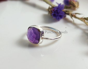 Purple Amethyst Ring, 925 Sterling Silver Ring, Statement Women Ring, Gemstone Ring, Quartz Ring, Beautiful Wedding Ring, Bohemian Ring