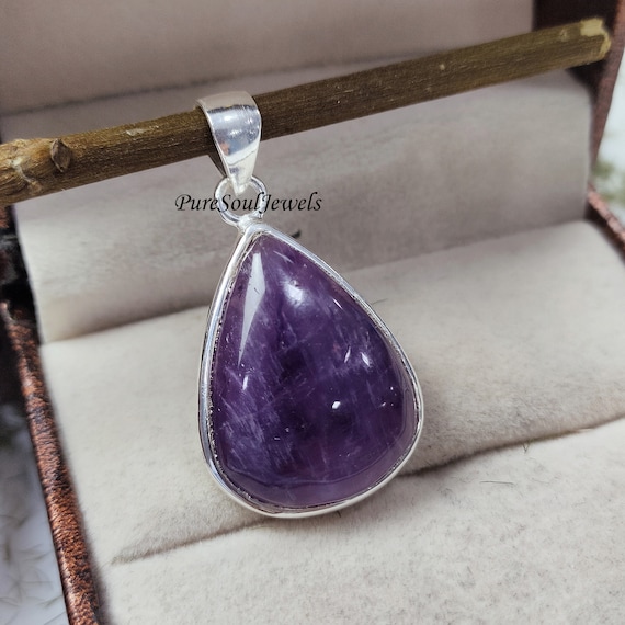 Natural Amethyst Pendant, 925 Sterling Silver Necklace,  Gemstone Jewelry, Valentine Gift Her