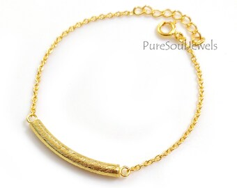 Gold Plated Sterling Silver Bar Bracelet: Delicate Boho Jewelry