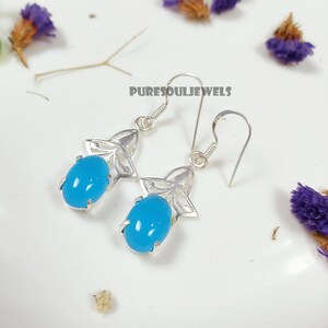 Blue Chalcedony Dangle Earrings: Handmade Sterling Silver Boho Jewelry