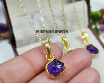 Raw Amethyst Crystal Necklace: Sterling Silver Boho Jewelry