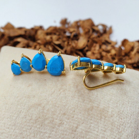 Turquoise ear store climber earrings