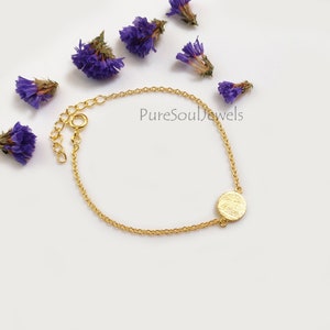 Gold Plated Coin Bracelet: 925 Sterling Silver Chain, Boho Hippie Style