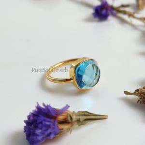 Blautopas Ring, 925 Sterling Silber Ring, Designer Ring, Topas Ring, Versprechensring, Statement Ring, Heilstein Ring, Partywear Ring, Geschenk