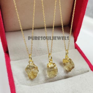 Raw CITRINE Crystal Necklace - 925 Sterling Silver Necklace - Raw Crystal Necklace, Raw Birthstone Necklace - Handmade Jewelry - Gift Her