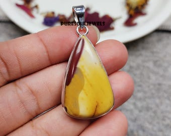 Handmade Mookaite Pendant: 925 Sterling Silver Boho Hippie Gemstone