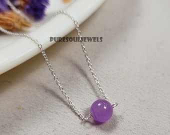 Lavender Quartz Necklace | Ball Pendant | Sterling Silver Handmade Necklace | Minimalist Gemstone Jewelry | Gift For Her