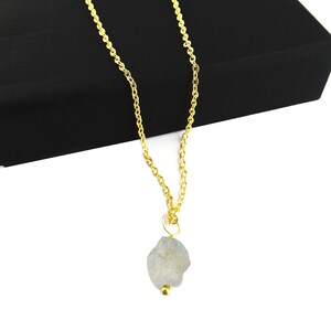 Aquamarine Rough Pendant Necklace, March Birthstone Necklace, Pendant Necklace