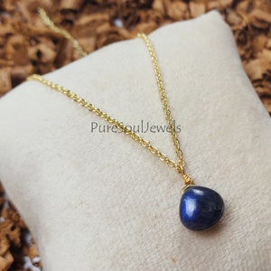 Labradorite Heart Pendant Necklace: Gold Plated Wire Wrapped Gemstone