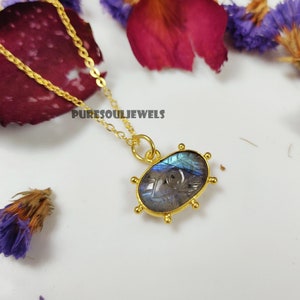Labradorite Evil Eye Necklace: 925 Sterling Silver, Boho Gemstone