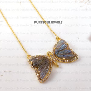 Rare Blue Fire Labradorite Butterfly Pendant Necklace, 925 Sterling Silver Necklace, Gemstone Necklace, Fire Necklace, Layering Necklace image 4
