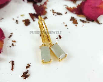 Aquamarine Huggie Earrings,  Silver Hoops, March Birthstone, Gemstone Jewelry, Gift for Her