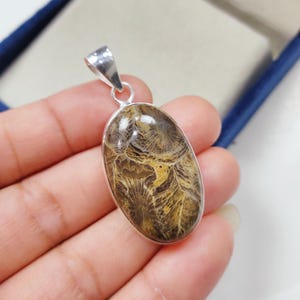 Fossil Coral Sterling Silver Pendant: Handmade Boho Jewelry