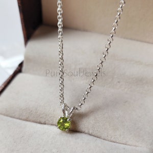 Green Peridot Tiny Pendant Necklace, 925 Sterling Silver Necklace, Handmade Pendant, Birthstone Pendant, Gemstone Pendant, Designer Necklace