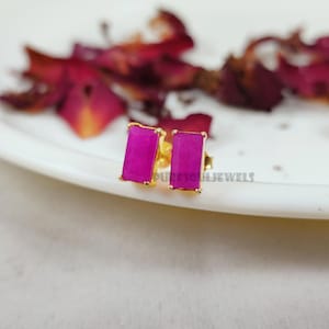 Delicate Ruby Stud Earring Studs in 925 Sterling Silver, Handmade July Birthstone Valentines Day Gift, Minimalist Stud, Gift For Best Friend