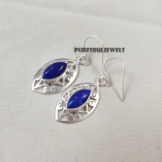 Orecchini Pendenti Fatti A Mano In Stile Etnico – Lapislazzuli E Placcato Argento 925, Regalo Boho