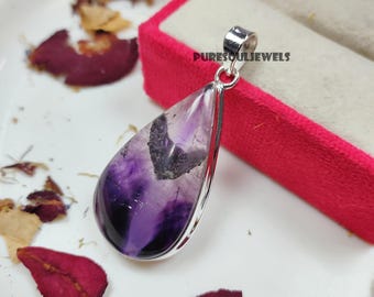 Natural Amethyst Pendant, Handmade Pendant, 925 Sterling Silver Pendant, Amethyst Designer Pendant, Anniversary Pendant,