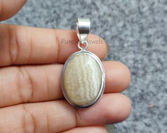 Aragonite Crystal Pendant, 925 Sterling Silver, Gemstone Pendant, Handmade Natural Stone Jewelry, Modern Boho Pendant, Gift for Her