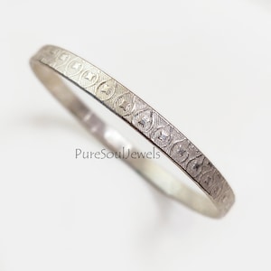 Engraved Sterling Silver Bangle: Handmade Boho Hippie Jewelry