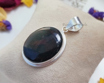 Natural Bloodstone Pendant, 925 Sterling Silver, Genuine Gemstone, Boho Jewelry, Gift For Wife