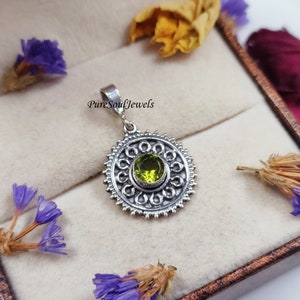 Handmade Peridot Pendant: Boho Sterling Silver Designer Jewelry