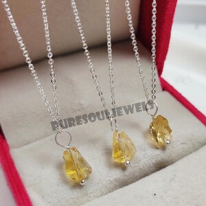 Raw Citrine Necklace: Sterling Silver Boho Pendant