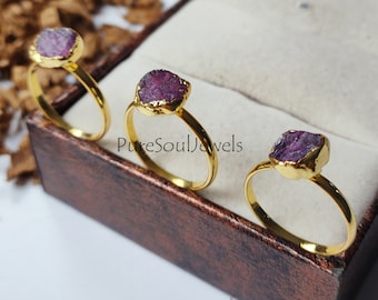 Anel de Rubi Bruto: Anel de Cobre Eletrodepositado com Pedra de Nascimento de Julho