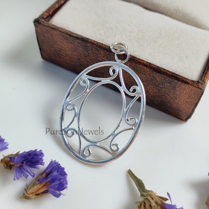 Boho 925 Sterling Silver Pendant: Elegant Filigree Jewelry