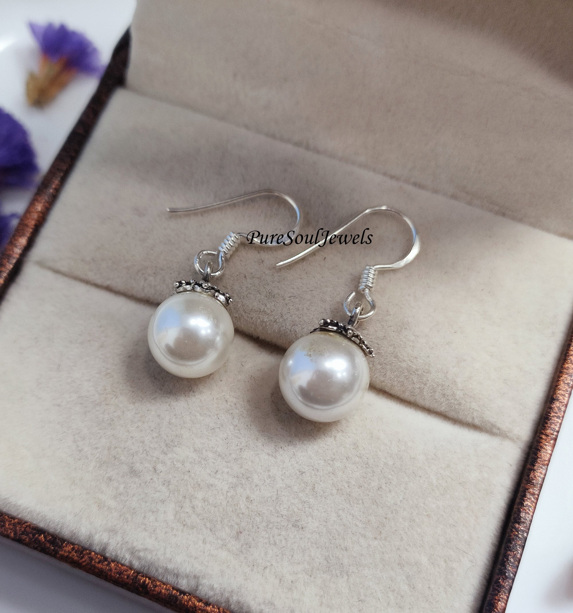 Genuine White Freshwater Pearl Earring, 925 Sterling Silver Drop Earring,  Dainty Handmade Pearl Earring, Minimalist Modern White Pearls - Etsy