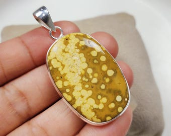 Ocean Jasper Pendant, Gemstone Handmade Pendant, 925 Sterling Silver Beautiful Pendant, Ocean Jasper Jewelry, Boho Pendant, Gift For Love