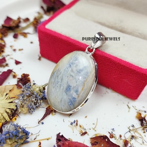 Natural Blue Scheelite Pendant, 925 Sterling Silver Pendant, Handmade Pendant, Gemstone Pendant, Boho Pendant, Wedding Pendant, Gift For Her