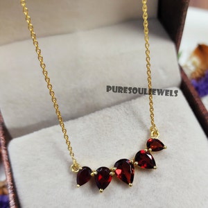 Natural Garnet Necklace, 925 Sterling Silver Necklace, Handmade Jewelry, Delicate January Birthstone Necklace, Birthday Gifts, Gift For Her