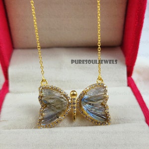 Rare Blue Fire Labradorite Butterfly Pendant Necklace, 925 Sterling Silver Necklace, Gemstone Necklace, Fire Necklace, Layering Necklace image 8