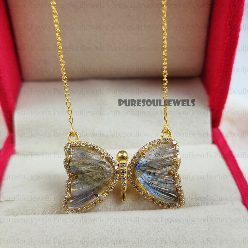 Rare Blue Fire Labradorite Butterfly Pendant Necklace, 925 Sterling Silver Necklace, Gemstone Necklace, Fire Necklace, Layering Necklace image 8