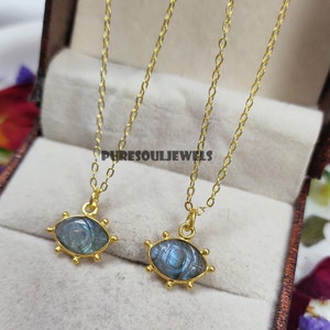 Labradorite Evil Eye Necklace: 925 Sterling Silver Charm