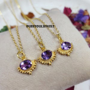 Amethyst Necklace: Sterling Silver February Birthstone, Boho Hippie Style