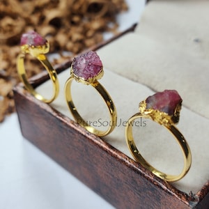 Handmade Raw Pink Tourmaline Ring: Electroplated Copper Boho Jewelry