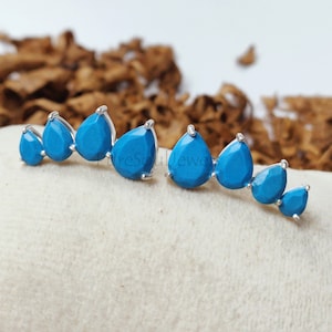 Turquoise Ear Climber: Sterling Silver Gemstone Ear Crawler