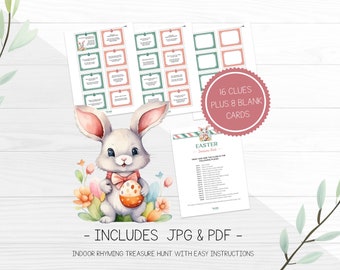 Easter Scavenger Hunt for Kids, Easter Hunt Clues, Clue Treasure Hunt from the Easter Bunny, Easter Egg Hunt, Editable Easter Clues