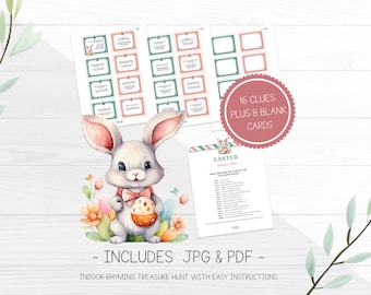 Easter Scavenger Hunt for Kids, Easter Hunt Clues, Clue Treasure Hunt from the Easter Bunny, Easter Egg Hunt, Editable Easter Clues