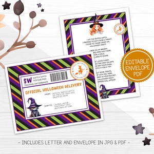 Cambiar carta de bruja, actividad imprimible de Halloween para niños, Halloween apto para personas alérgicas, PDF editable, descarga digital