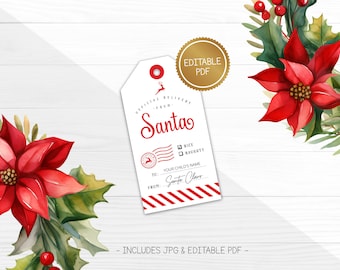 Editable Christmas Gift Tag From Santa North Pole Template, Personalized Gift Template from Santa