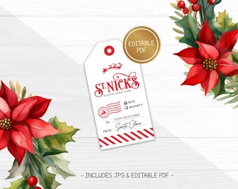 Editable Christmas Gift Tag From St Nick North Pole Template, Personalized Gift Template from Santa