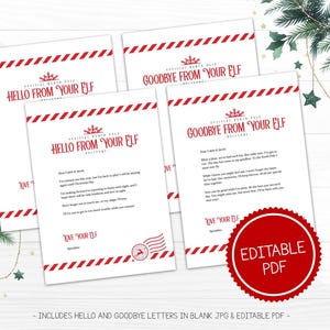 Carta de elfo editable, carta de llegada de elfo, carta de regreso de elfo, carta de regreso de elfo para Navidad, carta de despedida de elfo, plantilla PDF