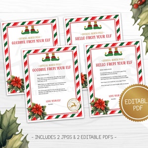 Carta Oficial de Elf, Hola y Adiós, Actividad Navideña Imprimible para Niños, PDF Editable, Descarga Digital