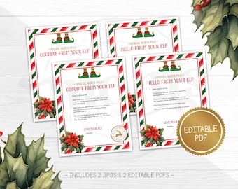 Official Letter From Elf, Hello and Goodbye, Christmas Printable Activity For Kids, Editable PDF, Digital Download