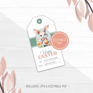 Easter Basket Gift Tags, Printable Kids Easter Basket Tags, Printable Treat Bag Tag, Basket Tag for Kids